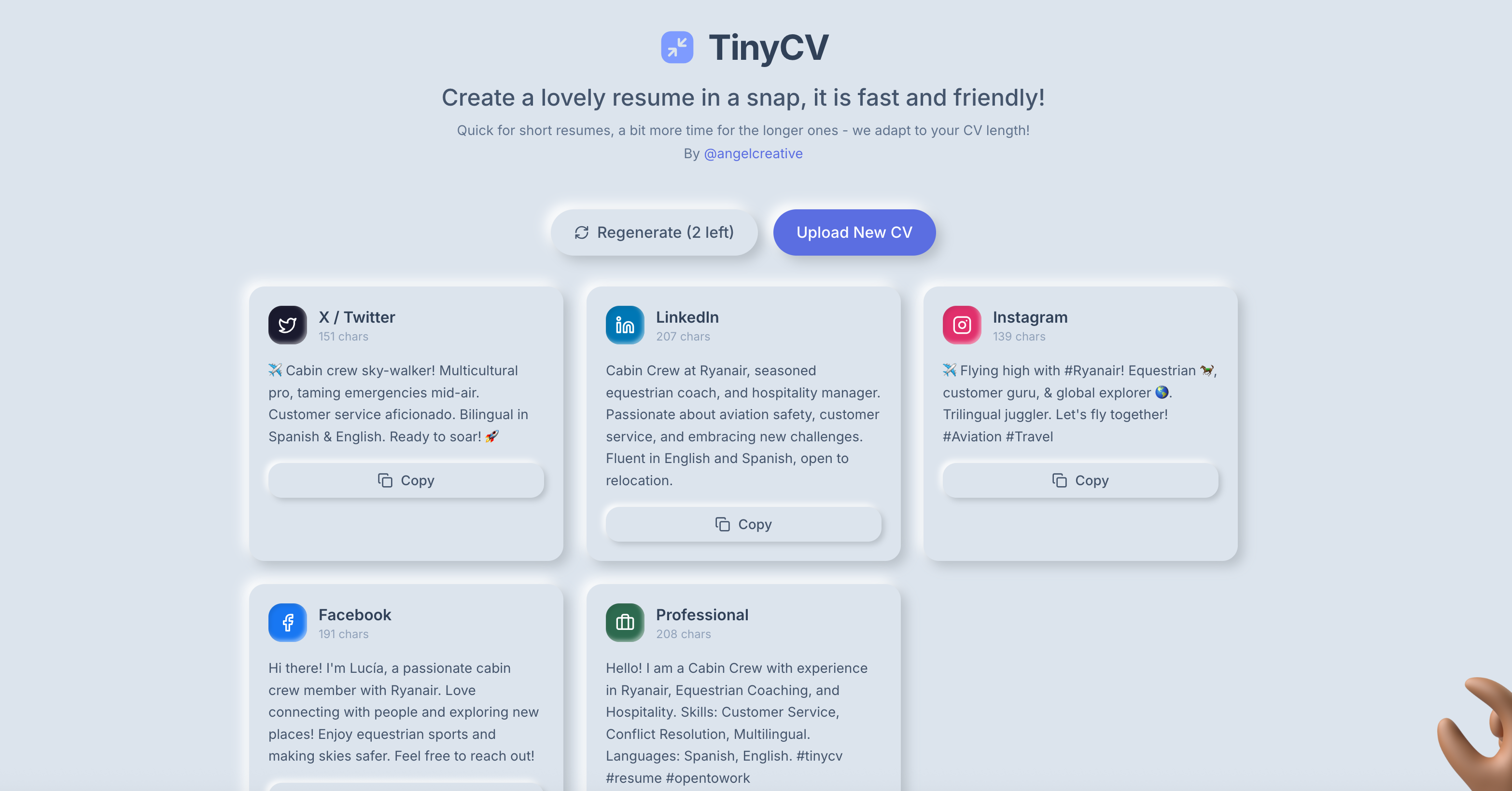 TinyCV - AI resume generator